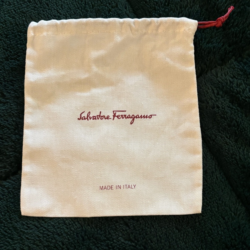 Salvatore Ferragamo Cream Dust Bag with Red Script Logo